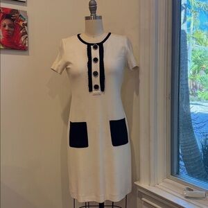 Chic White Dress with Black Accents